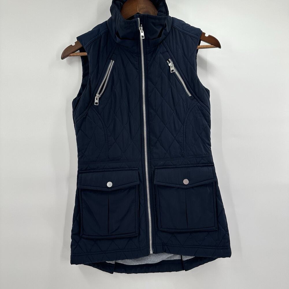 Athleta Jacket Vest Womens XXS Blue Hooded Teton Quilted Zip Lined Insulated